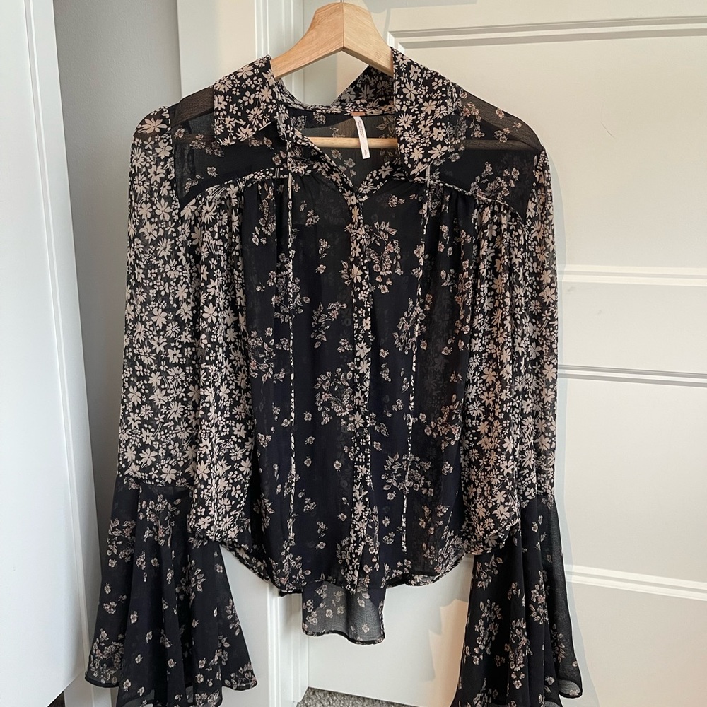 Free People Bell Sleeve button up blouse
